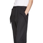 Sulvam Black Wool No Tuck Trousers