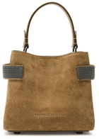 Brunello Cucinelli Mini Bead-embellished Suede top Handle bag - Dark Brown - One Size