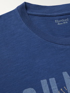 HARTFORD - Printed Slub Cotton-Jersey T-Shirt - Blue