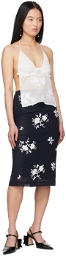 SHUSHU/TONG Navy Embroidered Midi Skirt