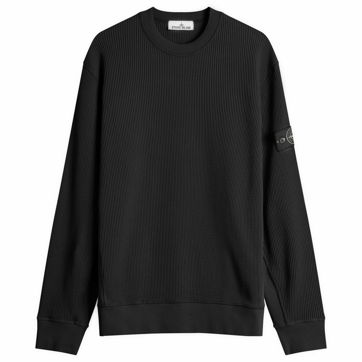 Stone Island Men's Waffle Crew Neck Sweatshirt in Black Stone Island