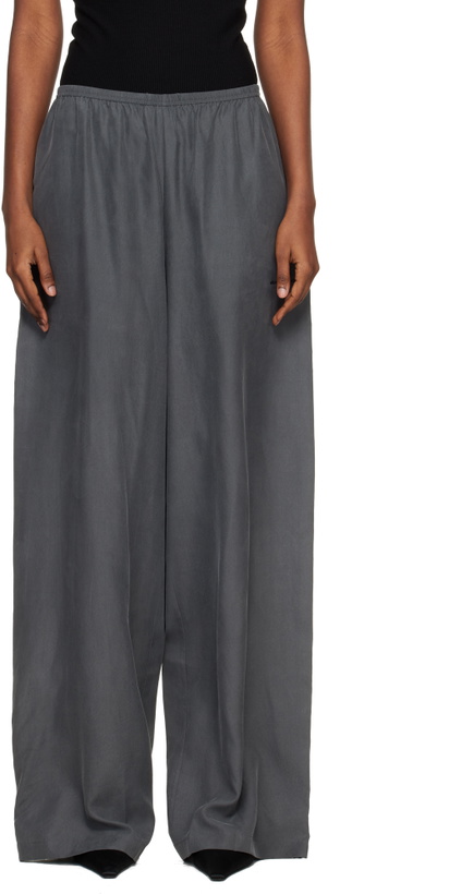 Photo: Alexander Wang Gray Mid-Rise Silk Track Pants