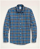 Brooks Brothers Men's Regent Regular-Fit Portuguese Flannel Tartan Shirt | Teal