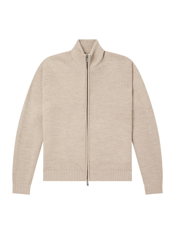 Photo: Frescobol Carioca - Minas Merino Wool Zip-Through Sweater - Neutrals