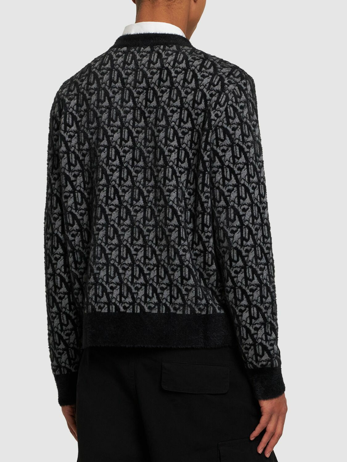 PALM ANGELS - Monogram Jacquard Wool Blend Sweater Palm Angels