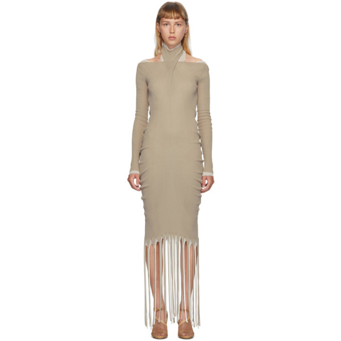 Bottega Veneta Asymmetric Ribbed Women's Long Sleeve Dress