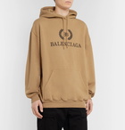 Balenciaga - Oversized Logo-Print Loopback Cotton-Jersey Hoodie - Beige