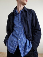 Corridor - Bruce Button-Down Collar Checked Cotton-Blend Poplin Shirt - Blue