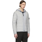 Stone Island Grey Down Loom Woven Hooded Puffer Jacket