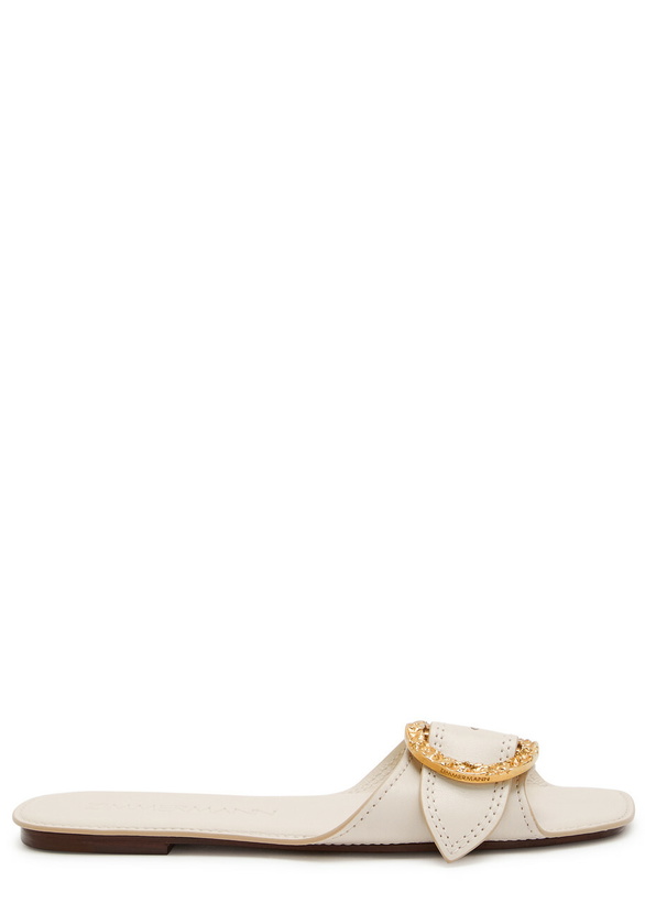 Photo: Zimmermann Solena Leather Sliders Off White