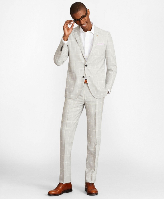 Photo: Brooks Brothers Men's Milano Fit Plaid 1818 Suit | Grey