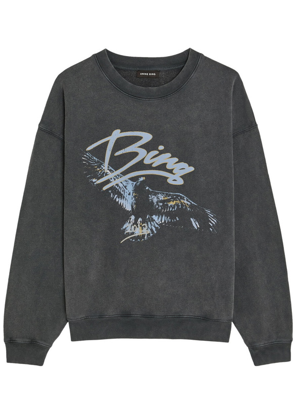 Photo: Anine Bing Spencer Printed Cotton Sweatshirt Black
