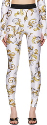 Versace Jeans Couture White Outline Barocco Leggings
