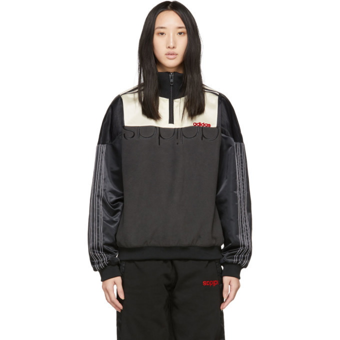 Photo: adidas Originals by Alexander Wang Black and Off-White Disjoin Half-Zip Sweater
