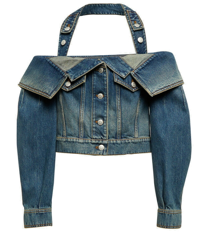 Photo: Alexander McQueen - Off-shoulder denim jacket