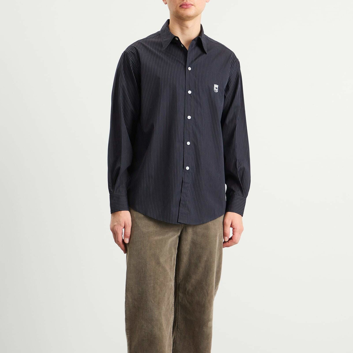 Late Checkout Men's Pinstripe Western Shirt in Navy