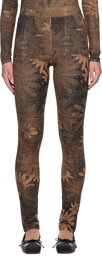 MM6 Maison Margiela Tan & Black Printed Leggings