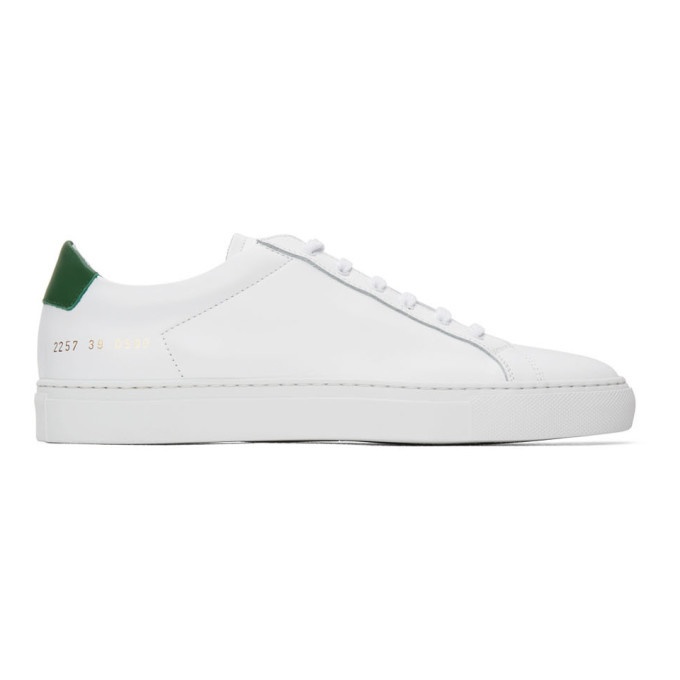 Photo: Common Projects White and Green Retro Low Sneakers