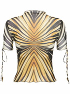 ROBERTO CAVALLI Ray Of Gold Printed Tulle Top