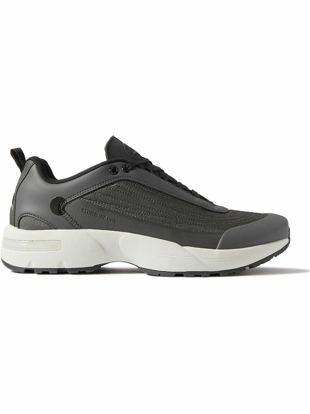 Photo: Stone Island - Grime Rubber-Trimmed Canvas Sneakers - Gray