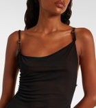 Mugler Asymmetrical sheer maxi dress