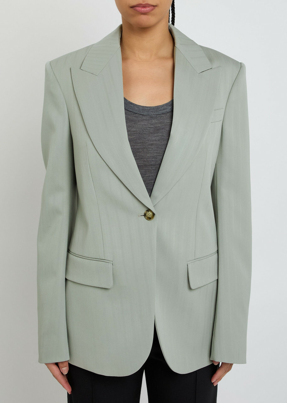 Stella Mccartney Single-breasted Wool Blazer Sage