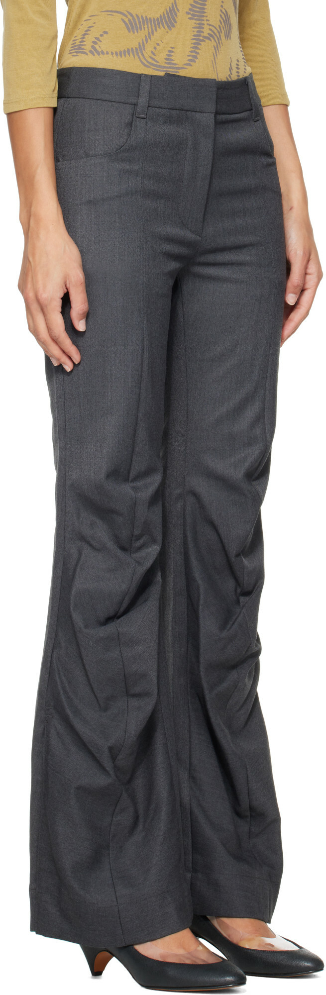 OPEN YY Gray Tailored Bootcut Trousers