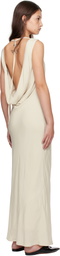 St. Agni Beige Draped Cowl Midi Dress