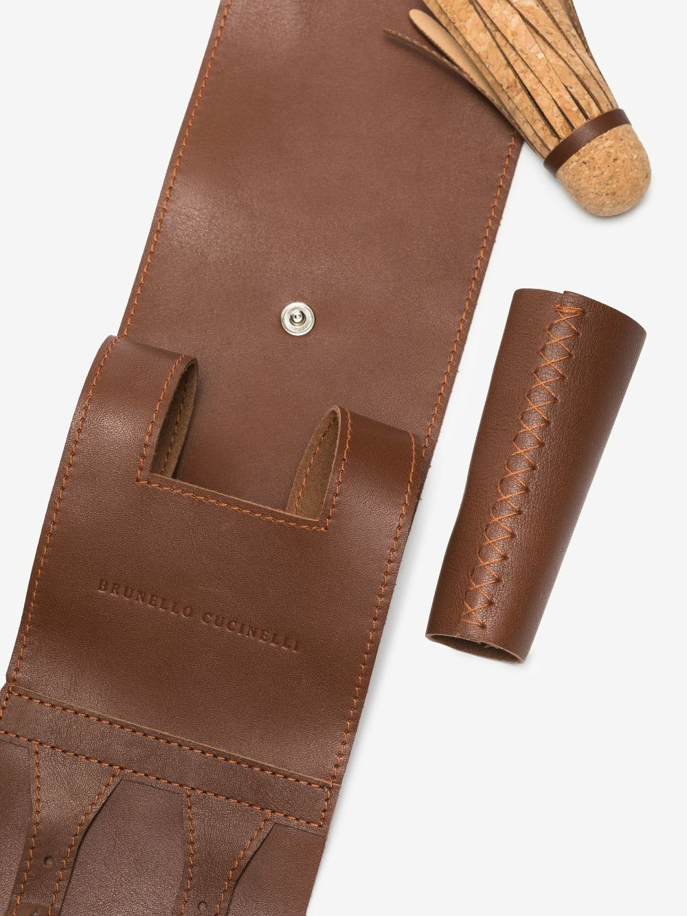 Brunello Cucinelli Neutral Leather And Wood Tamburello Game