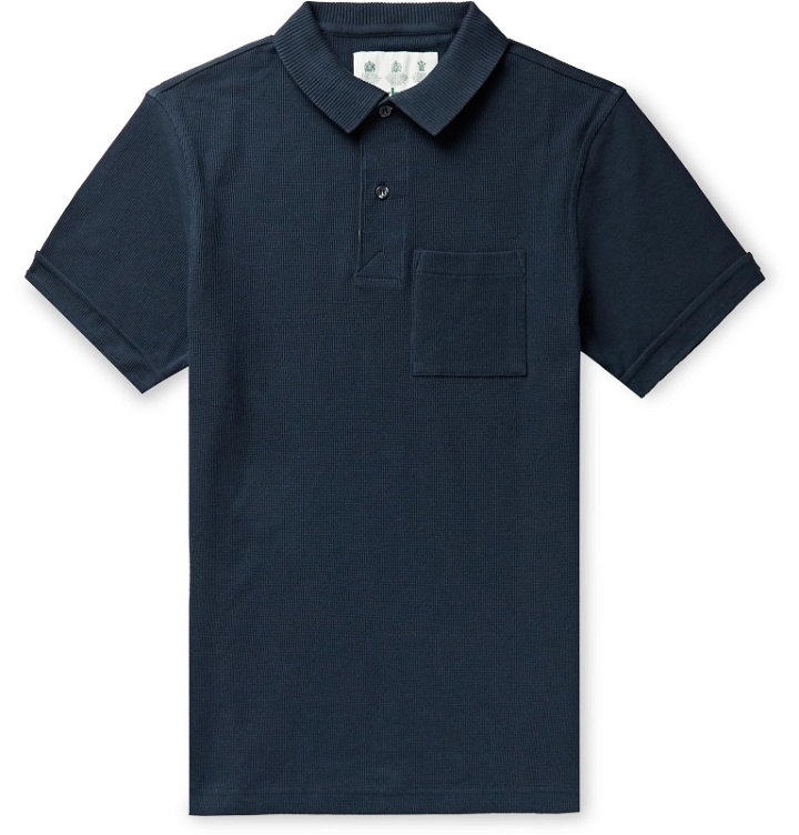 Photo: Barbour White Label - Belhaven Slim-Fit Waffle-Knit Cotton Polo Shirt - Blue