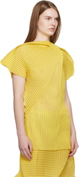 ISSEY MIYAKE Yellow Generic Stripes Machine Pleats Blouse