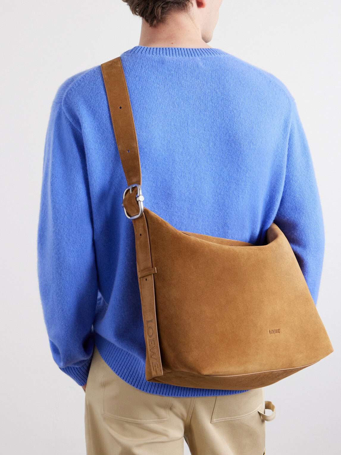 LOEWE - Loop Logo-Debossed Suede Messenger Bag
