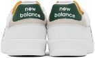 New Balance White & Green 300 Court Sneakers