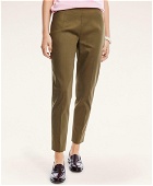 Brooks Brothers Women's Stretch Cotton Side-Zip Slim Ankle Pants | Olive