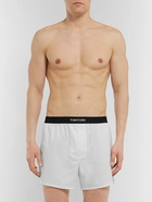 TOM FORD - Grosgrain-Trimmed Cotton Boxer Shorts - White