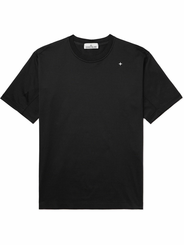 Photo: Stone Island - Logo-Embroidered Cotton-Jersey T-Shirt - Black