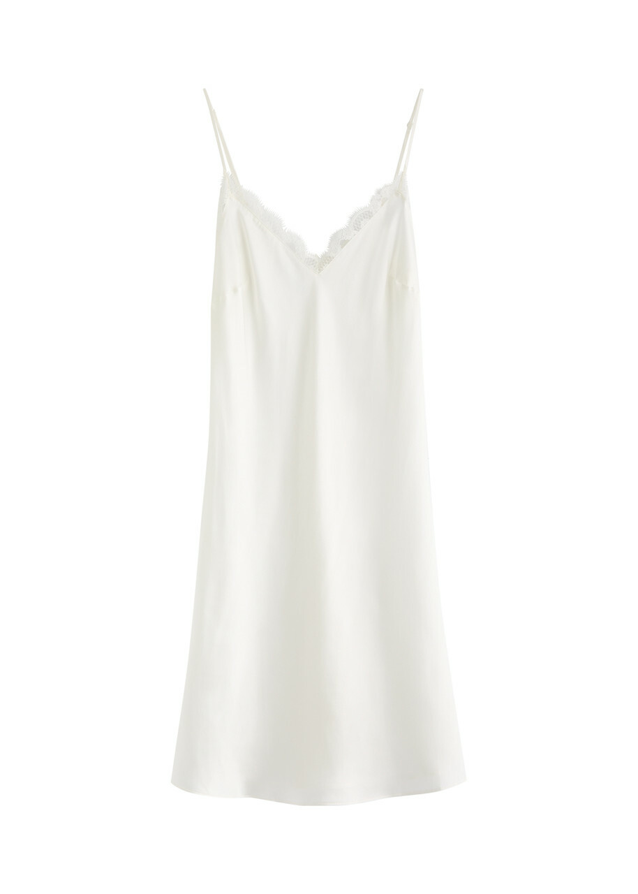 Simone PÉRÈLE Love Me Lace-trim Silk-satin Night Dress Ivory