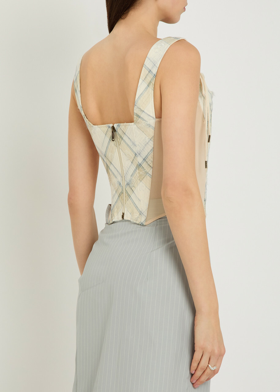 Vivienne Westwood Puppy Plaid Cotton-blend Corset Ecru