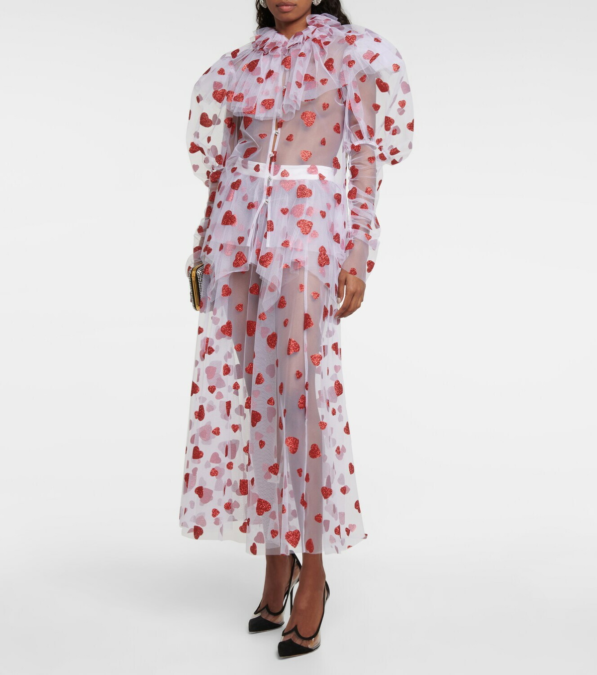 Rodarte - Glittered tulle maxi skirt