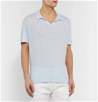 Officine Generale - Simon Slim-Fit Garment-Dyed Linen Polo Shirt - Blue