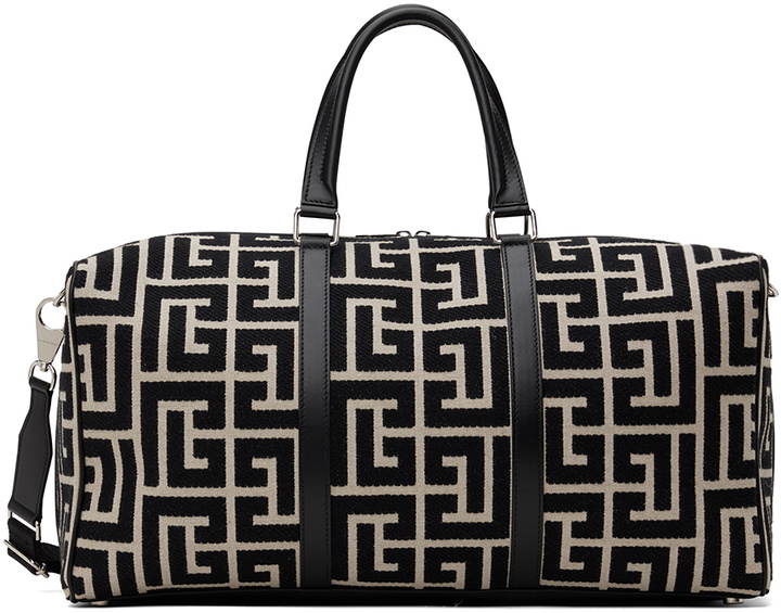 Photo: Balmain Black & Off-White Monogram Duffle Bag