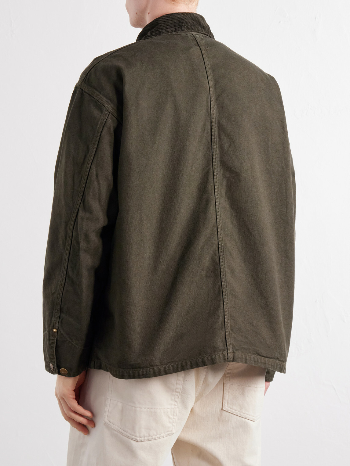 OrSlow - Corduroy-Trimmed Cotton-Drill Jacket - Green