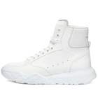 Alexander McQueen Men's Court Mid Nappa Leather Sneakers in White/Optic White