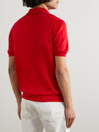 Kiton - Cotton Half-Zip Polo Shirt - Red