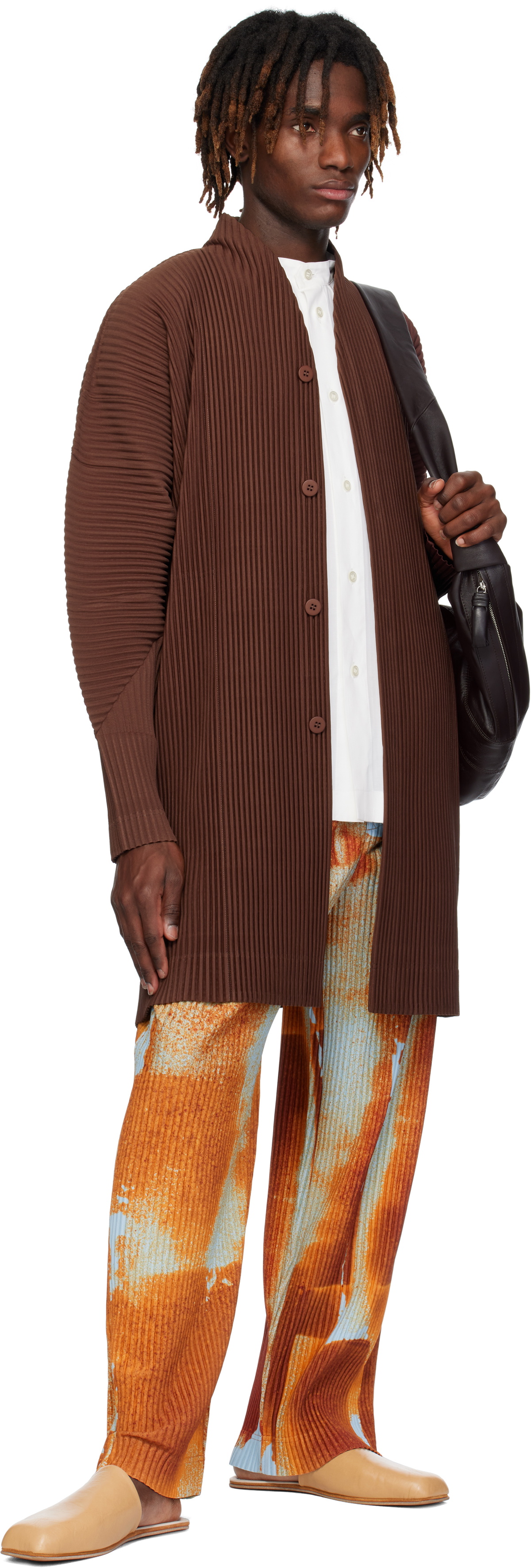 HOMME PLISSÉ ISSEY MIYAKE Brown Monthly Color February Coat Homme