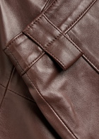 Skiim Farrah Leather Midi Skirt Dark Brown