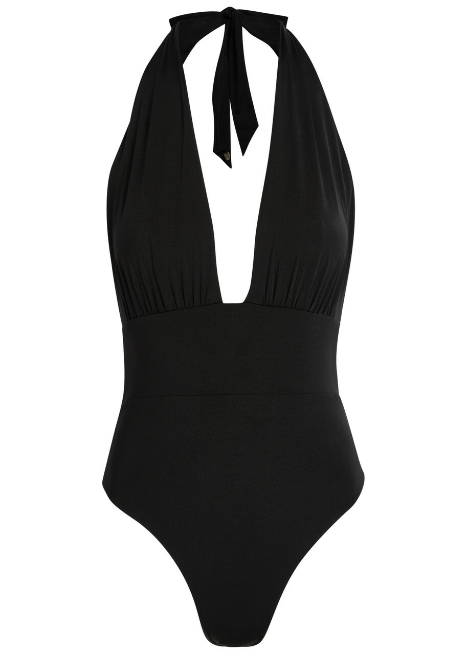 Max Mara Calle Halterneck Stretch-polyamide Swimsuit Black