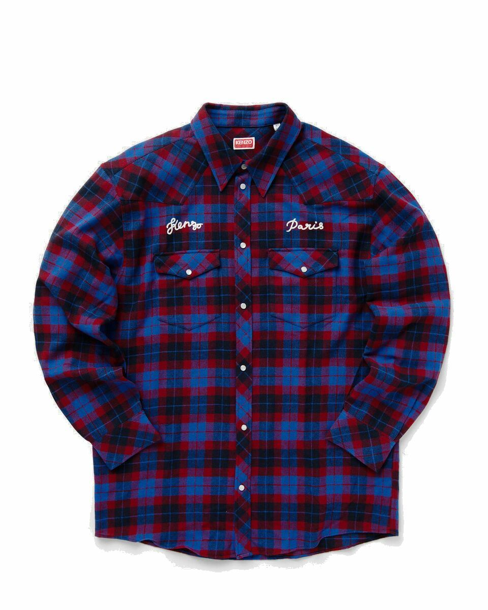 Photo: Kenzo Rue Vivienne 1970 Western Shirt Blue/Red - Mens - Longsleeves