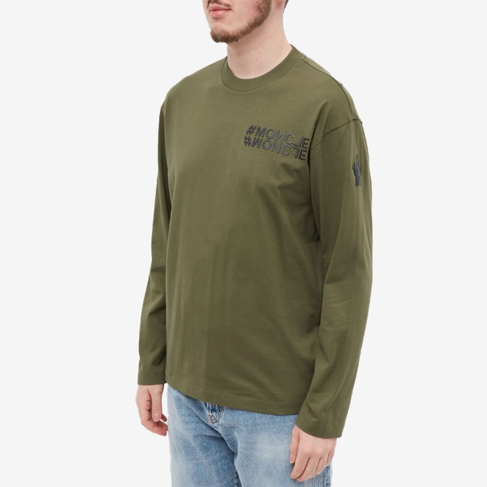 Moncler Grenoble Men's Long Sleeve Hashtag Logo T-Shirt in Green