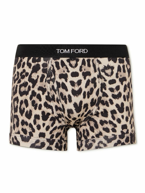 Photo: TOM FORD - Leopard-Print Stretch-Cotton Jersey Briefs - Animal print